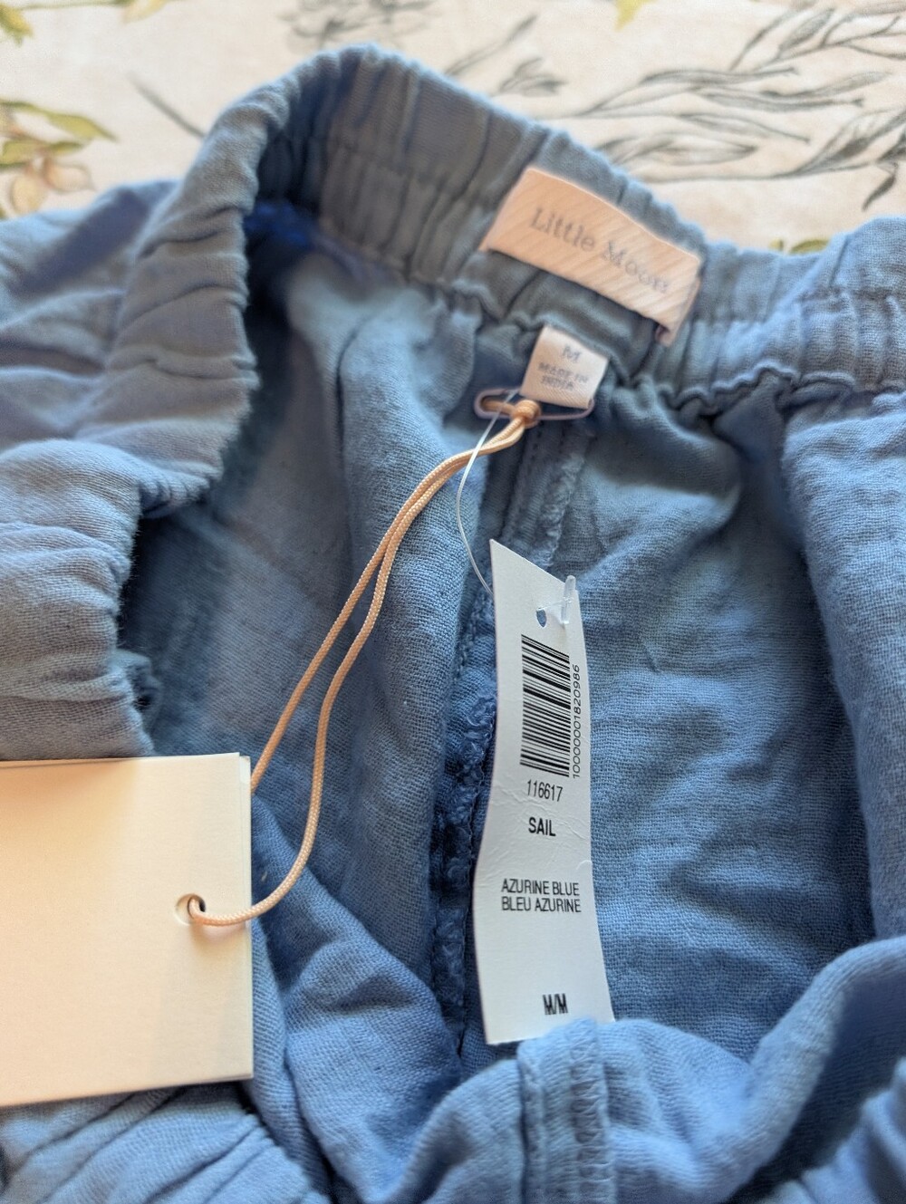 Little Moon Azurine Blue Sail Drawstring Linen Pants